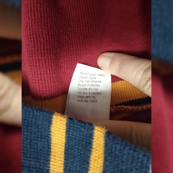 Dockers men's polo shirt red and stripes size L - Picture 5 of 6